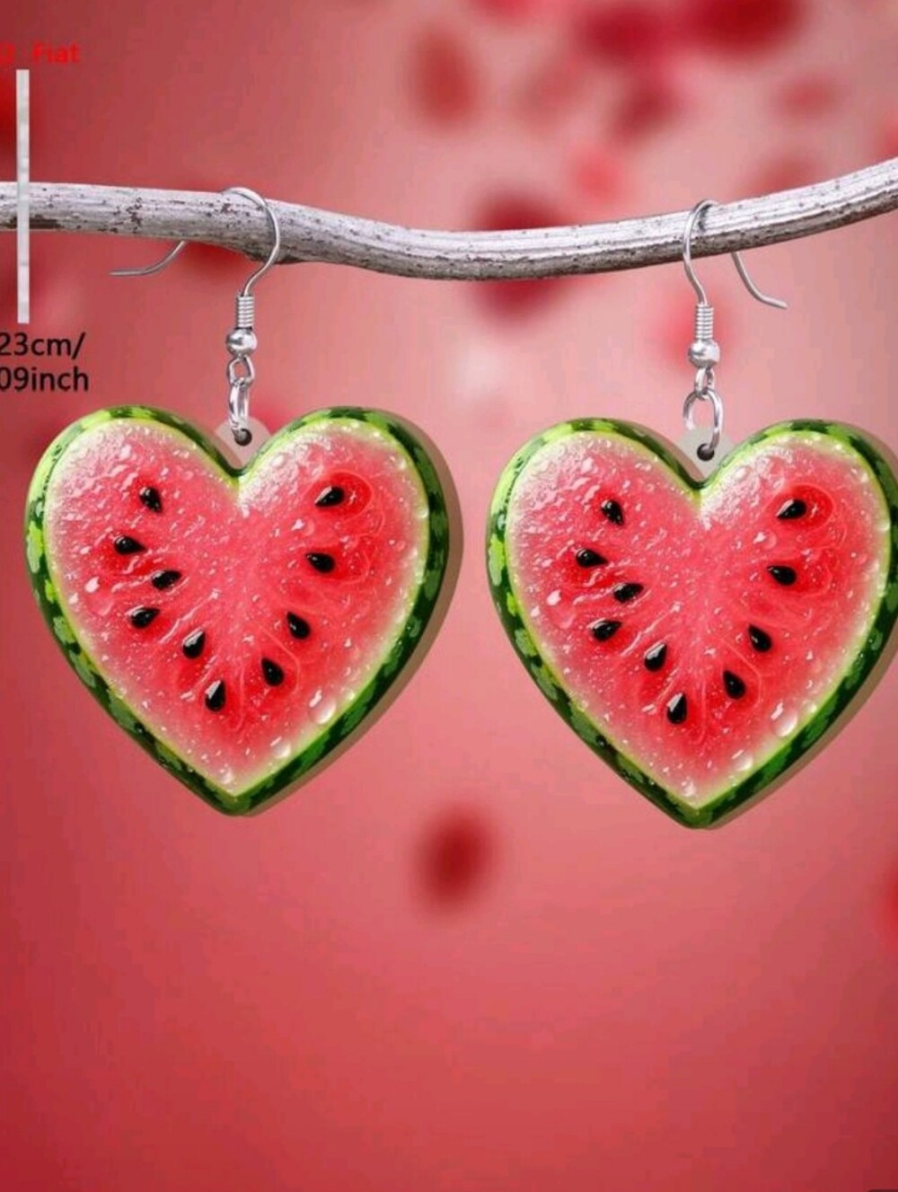 💚Heart Shaped❤️ 🍉 Watermelon 🍉 Earrings - Picture 3 of 3